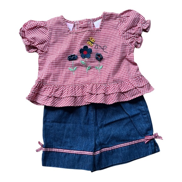 Vintage Baby 2-Piece Gingham ruffle set 13 mo - Picture 1 of 3